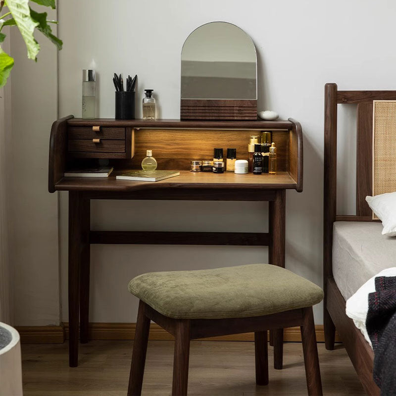ETHEREAL Dressing Table with Mirror, Black Walnut Wood – Caterlog木錄