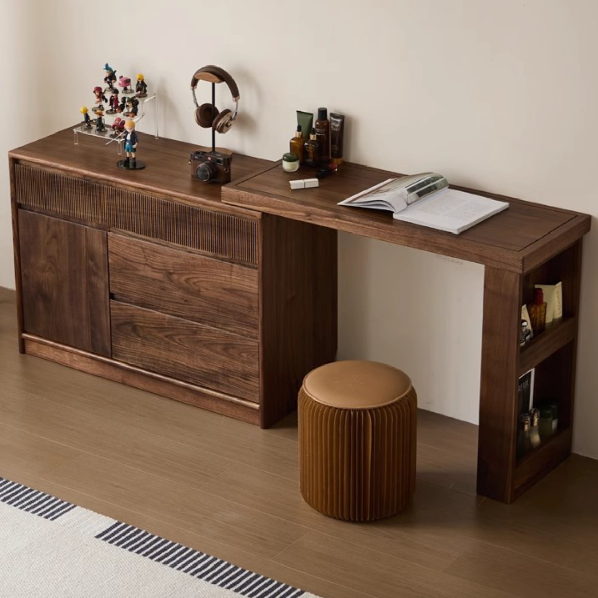 Banielle dressing table with cabinet, made of black walnut wood. –  Caterlog木錄
