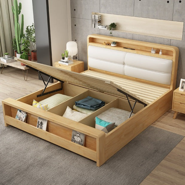 DELVY帶燈軟墊床 油壓床 實木 - Caterlog木錄