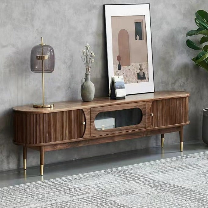 TEDALIST sliding door TV cabinet black walnut (can be customized) 